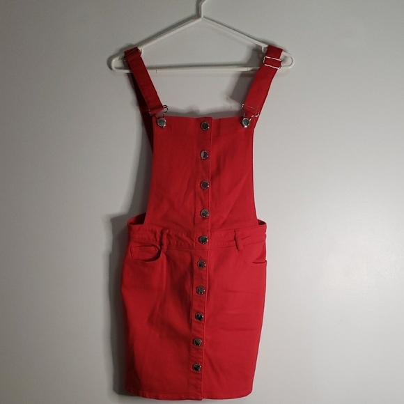Maje Salopette Robe En Jean Rouge Red Size 36 NWT - Picture 2 of 11